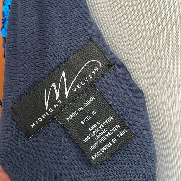 Vintage Vibe Midnight Velvet Blue Sequin Dress - Picture 7 of 10